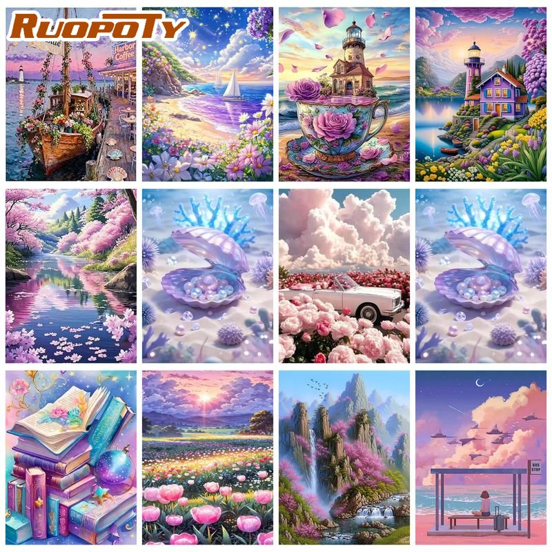 Art Craft Decoration Ideas - RUOPOTY 숫자로 그리는 그림 세트, 핸드