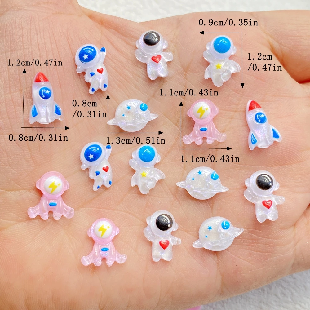 50개 레진 만화 미니 반짝이는 우주비행사 로켓, 지구 - Art And Craft Rocket 리뷰 및 가격