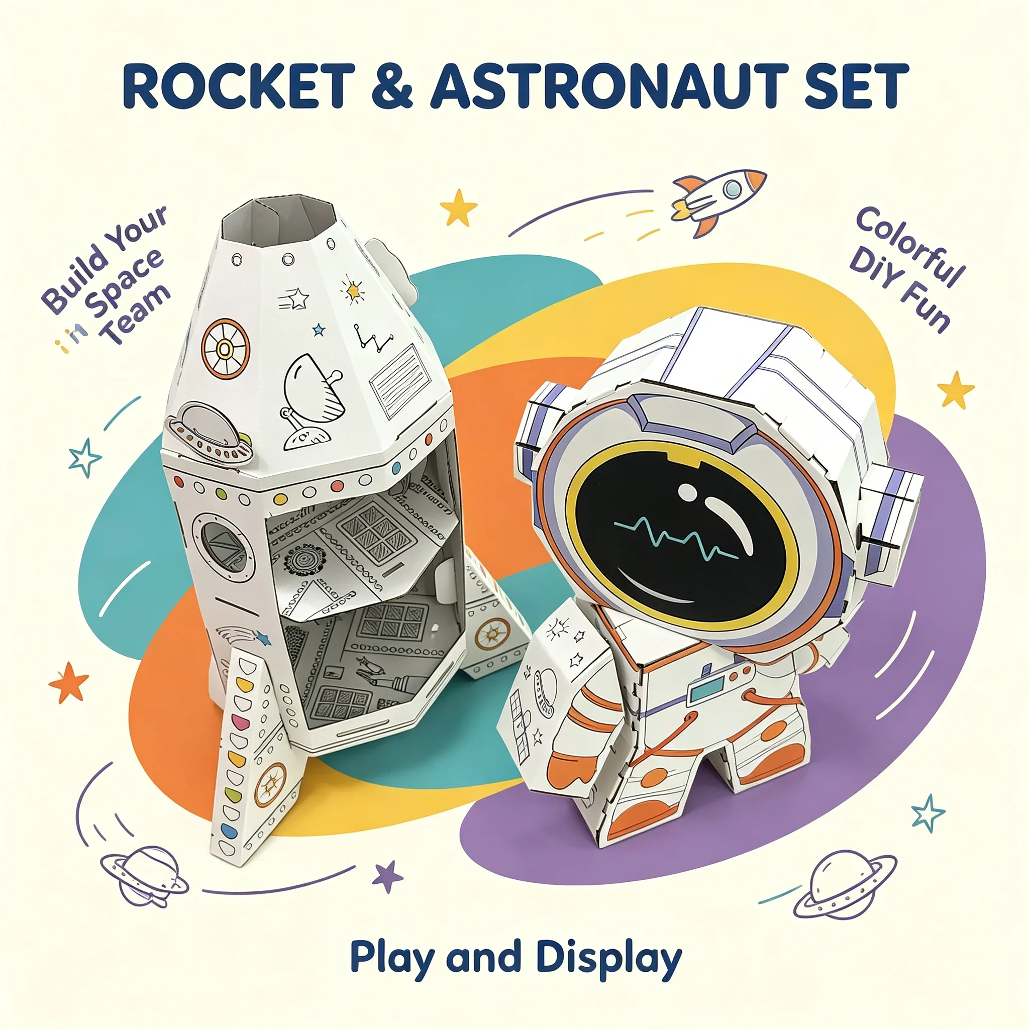 STEM 교육용 DIY 낙서 아트 3D 종이 공예 키트 - Art And Craft Rocket 리뷰 및 가격