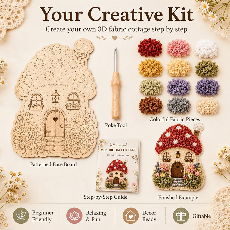 3D 버섯집 포케 아트 DIY 키트 패브릭 펀치 니들  - Art Craft Store 리뷰 및 가격