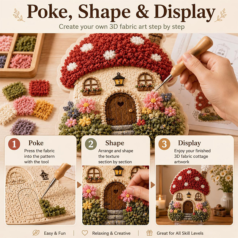 3D 버섯집 포케 아트 DIY 키트 패브릭 펀치 니들  - Art Craft Store 리뷰 및 가격