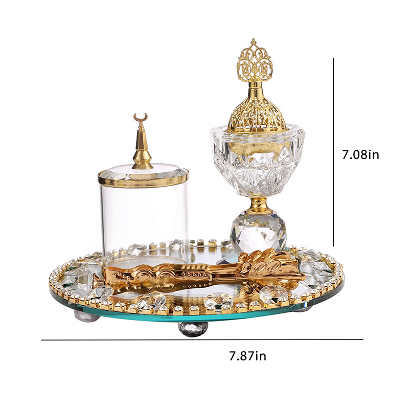 라운드 골드 크리스탈 향로 세트 중동 아라비아 홈 데코 - Art Craft Decoration Ideas 리뷰 및 가격