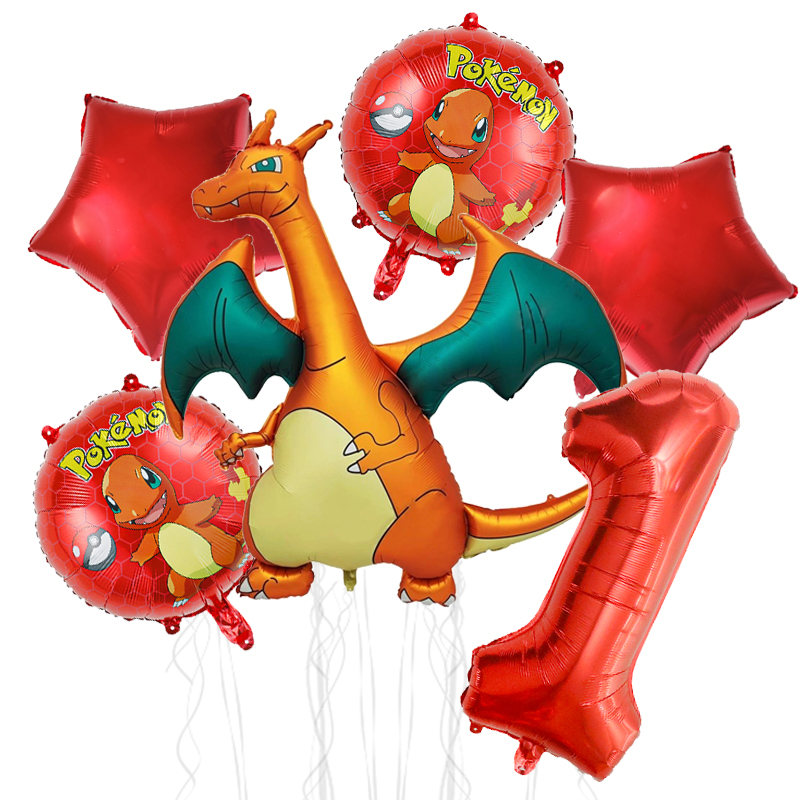 6개 포켓몬 생일 장식 숫자 풍선 세트 빨간 공룡 호일 - Art Craft Dinosaur 리뷰 및 가격