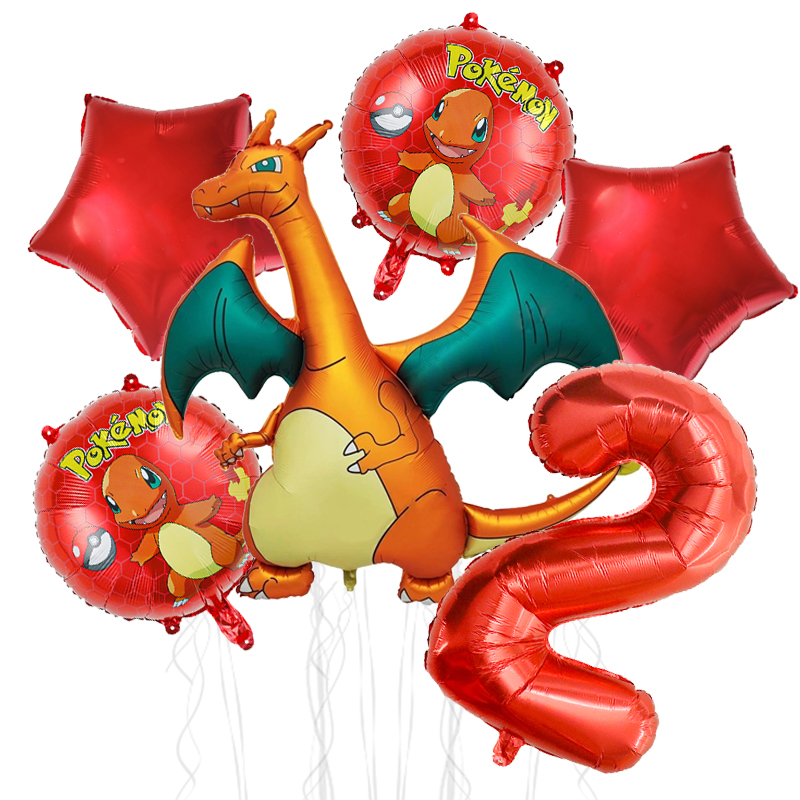 6개 포켓몬 생일 장식 숫자 풍선 세트 빨간 공룡 호일 - Art Craft Dinosaur 리뷰 및 가격