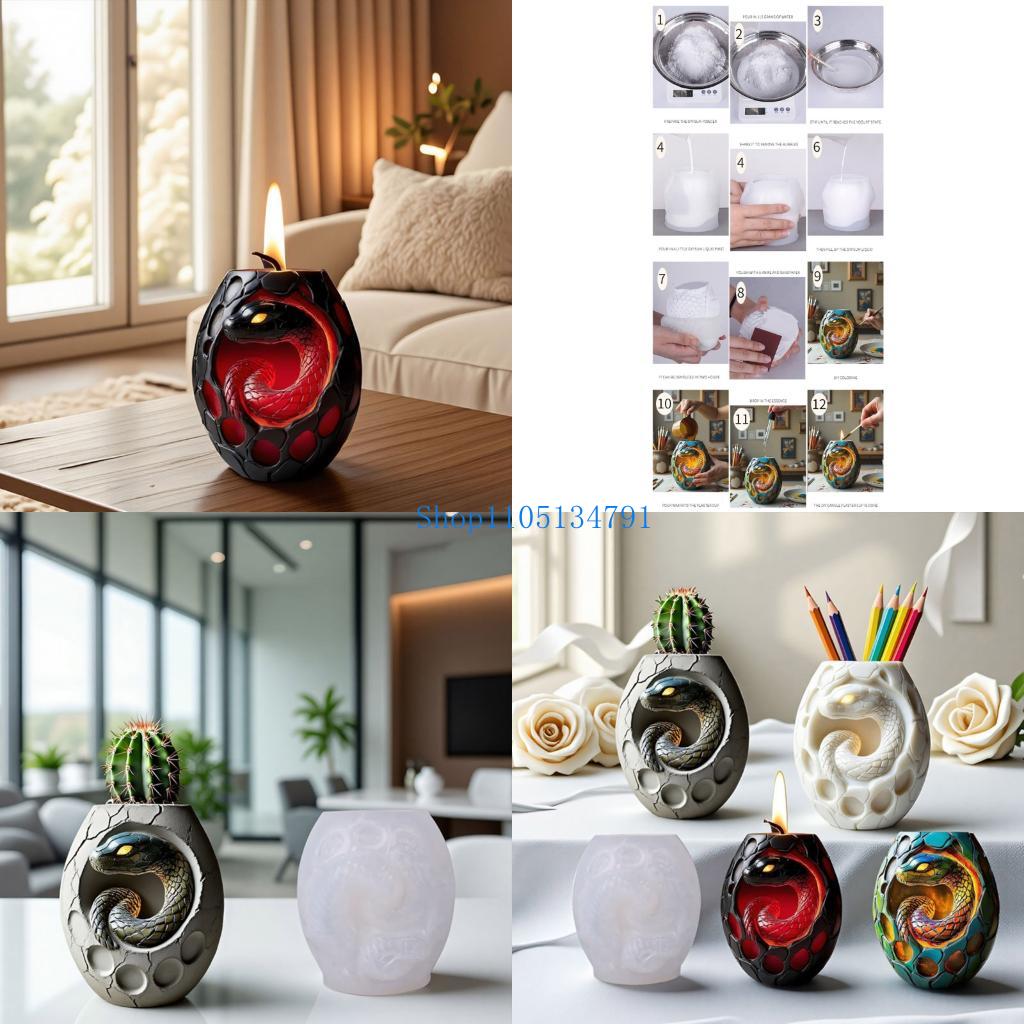 98km 크리 에이 티브 뱀 패턴 실리콘 화분 금형 화 - Art Craft Decoration Ideas 리뷰 및 가격
